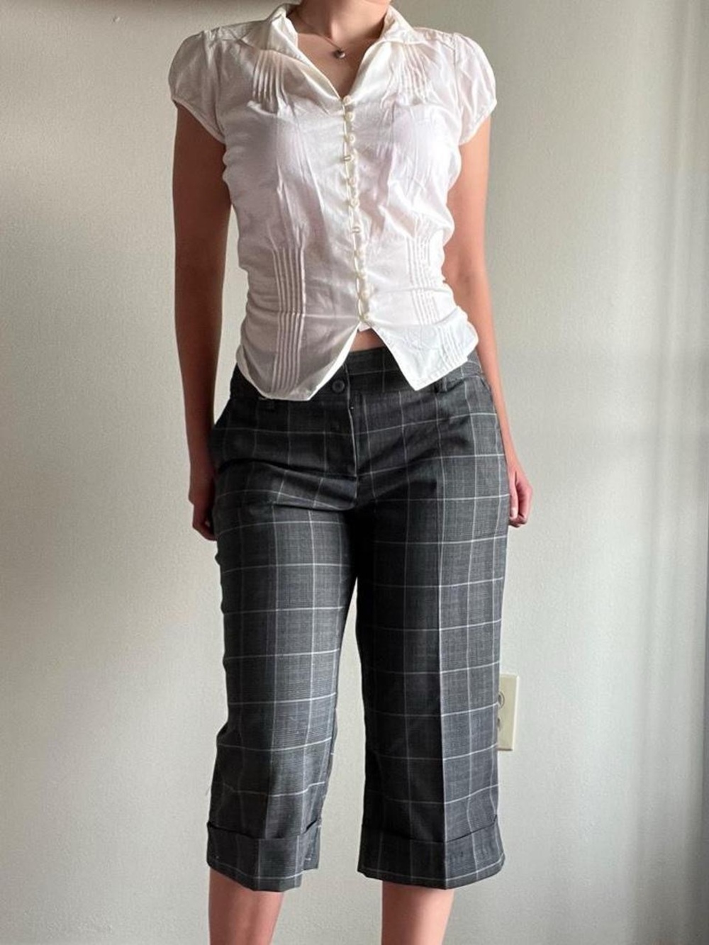 Y2K 2000s Office Siren Bobby J plaid capri pants size 9/10